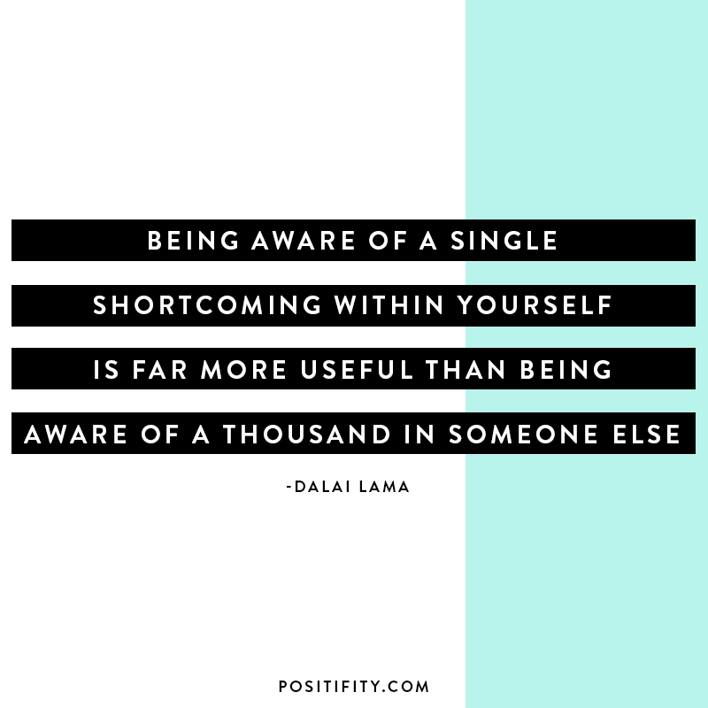 “Being aware of a single shortcoming within yourself is far more useful than being aware of a thousand in someone else.” – Dalai Lama