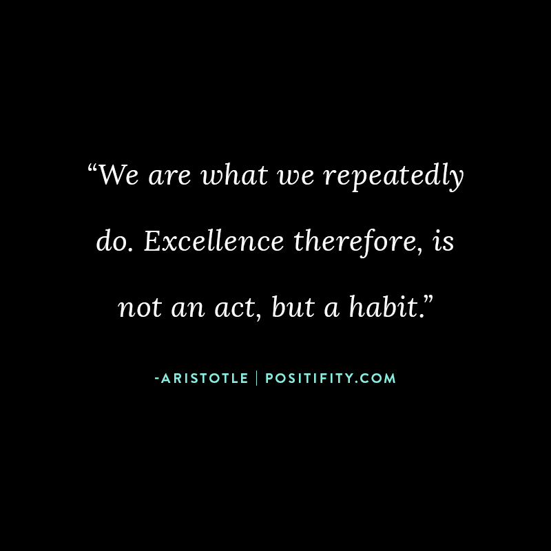 “We are what we repeatedly do. Excellence therefore, is not an act, but a habit.” – Aristotle